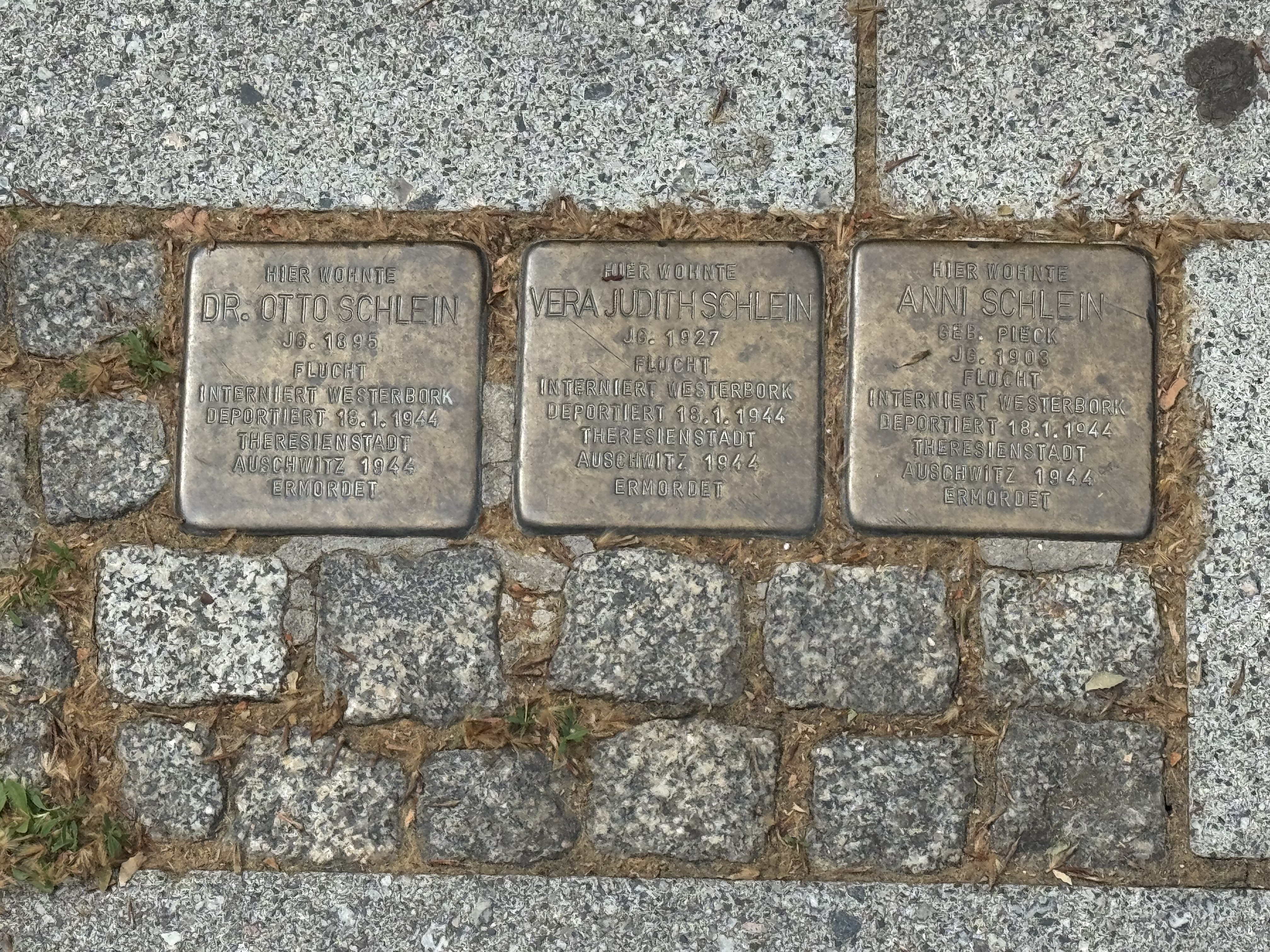 Stolpersteine für Anni, Dr. Joseph Otto und Vera-Judith Schlein